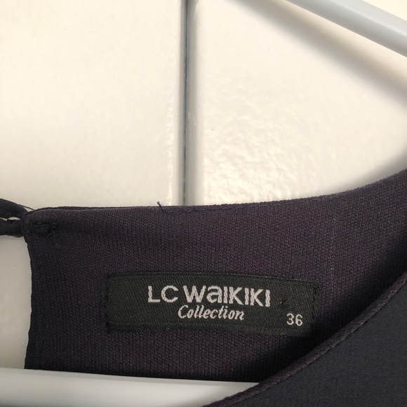 Dark Blue Dress with Colourful Floral Bottom - Picture 3 of 6